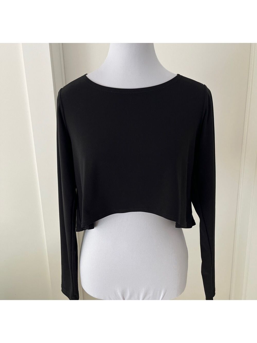 SYMPLI Black Short High Low Crop Top Overshirt Long Sleeves Travel Versatile
